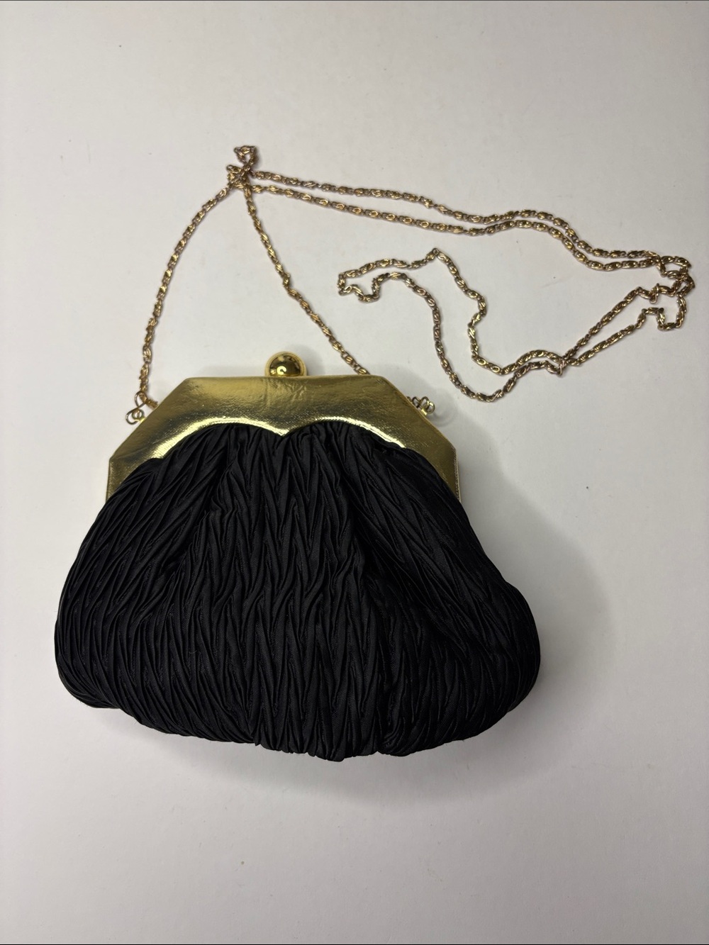 LA REGALE Vintage Pleated Satin Mini frame Bag